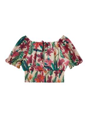 GUESS Късо потниче шифон TROPIC
